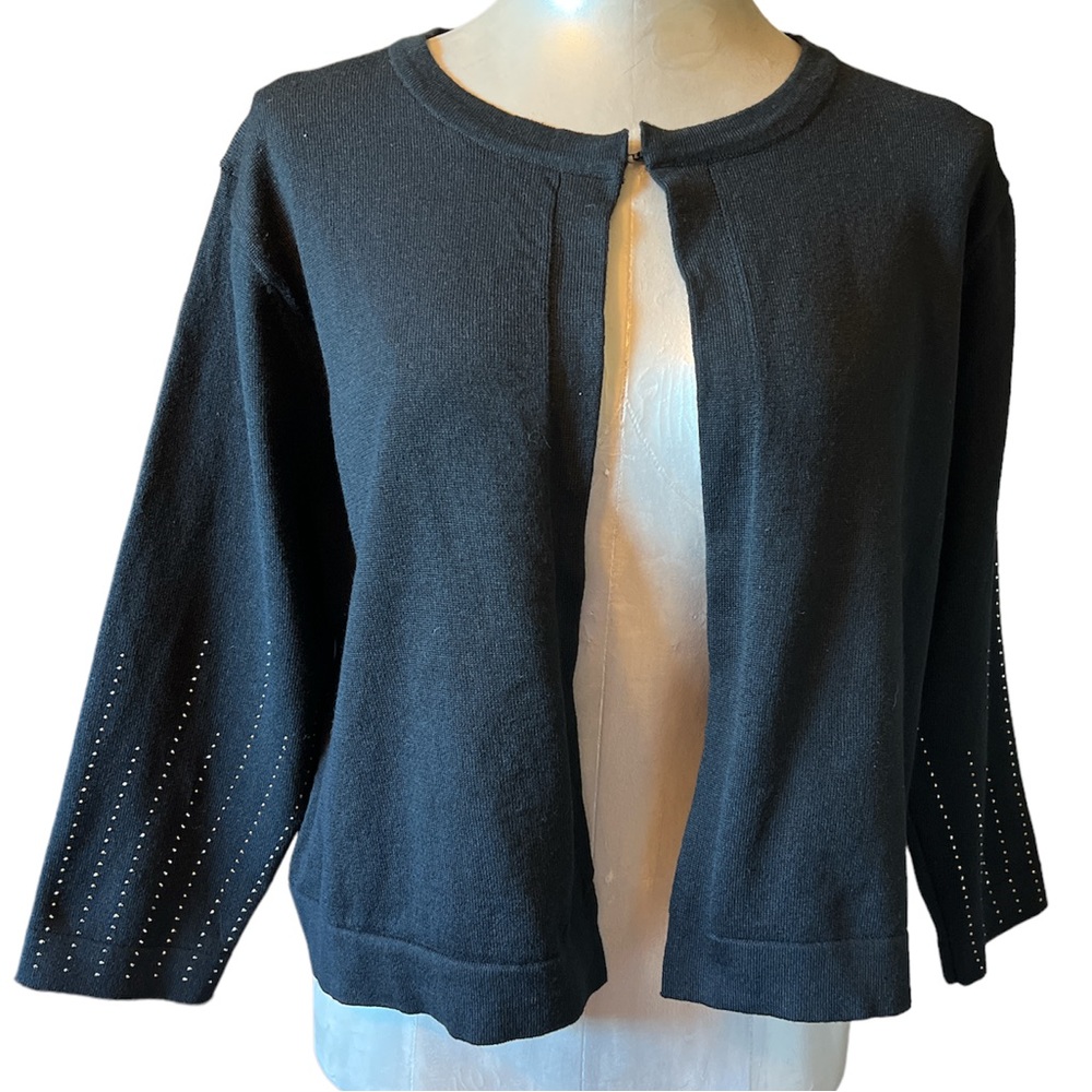 NEW Women's Nina Leonard black Embellished evening Cropped Cardigan size…